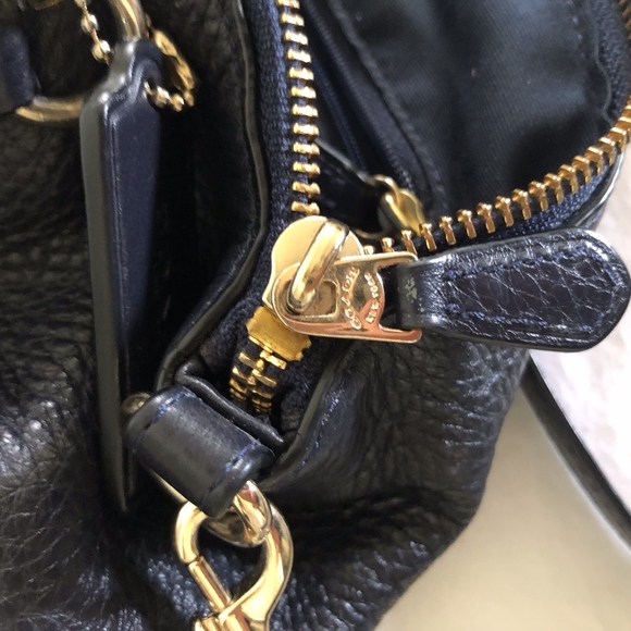 Coach Kelsey Satchel Navy Blue Pebble Leather - Picture 5 of 8
